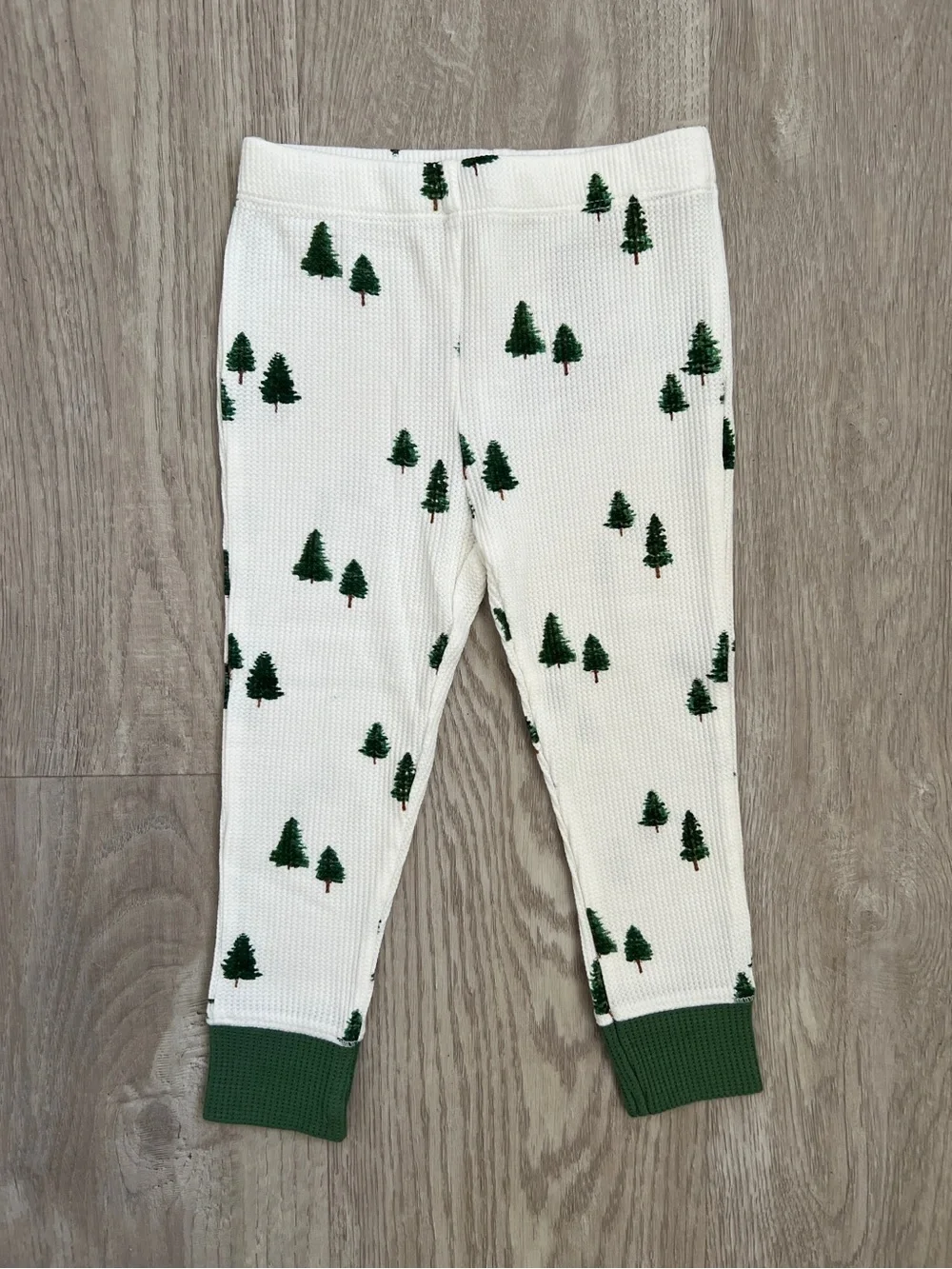 Angel Dear Loungewear Set Boys 18-24M Ivory Tiny Forest Christmas Waffle Knit